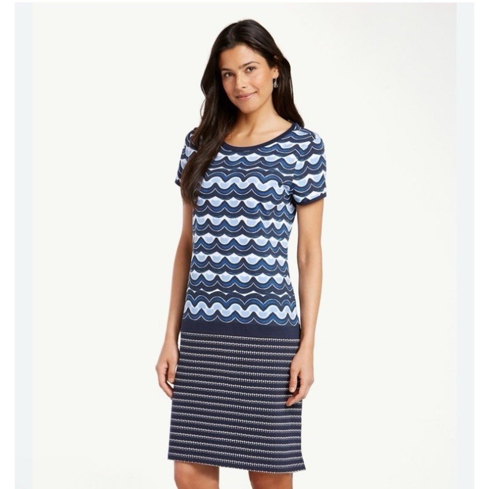 Tommy Bahama Women's‎ Shift Dress Scalloped Print Size S/P Coastal Pima Cotton